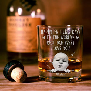 GeckoCustom Happy Father's Day To The World Best Dad Ever Rock Glass Personalized Gift HO82 890516 10.5 oz