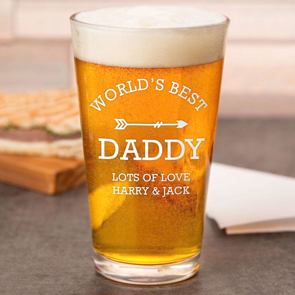 GeckoCustom Happy Father's Day World's Best Daddy Print Beer Glass HO82 890578 16oz