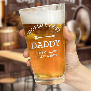 GeckoCustom Happy Father's Day World's Best Daddy Print Beer Glass HO82 890578 16oz