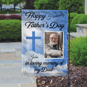 GeckoCustom Happy Heavenly Father's Day, In Loving Memory Of My Dad Memorial Garden Flag TH10 892411