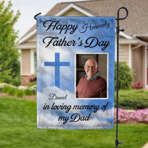 GeckoCustom Happy Heavenly Father's Day, In Loving Memory Of My Dad Memorial Garden Flag TH10 892411