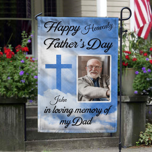 GeckoCustom Happy Heavenly Father's Day, In Loving Memory Of My Dad Memorial Garden Flag TH10 892411