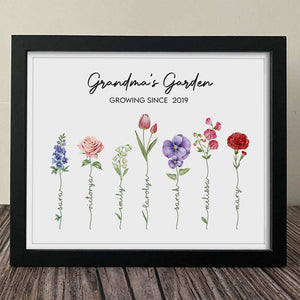 GeckoCustom Happy Mother's Day Grandma's Garden Family Picture Frame Personalized Gift TA29 890220 10"x8"