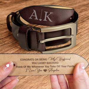 GeckoCustom Happy Valentine's Day Congrats On Being My Husband Belt Personalized Gift HO82 893450 110 cm / Dark Brown