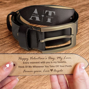 GeckoCustom Happy Valentine's Day Every Moment With You Is My Favorite Belt Personalized Gift HO82 893448 110 cm / Black