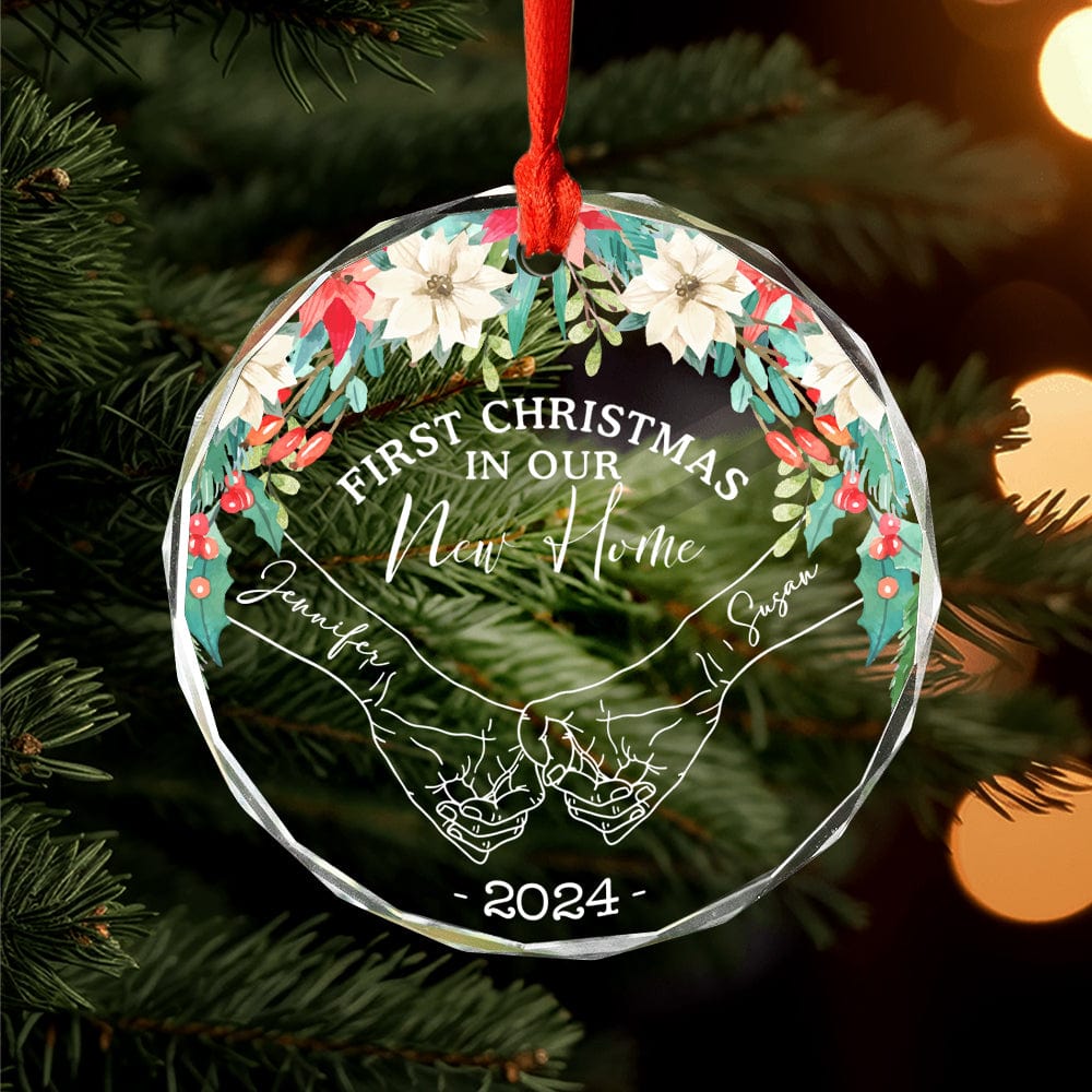 GeckoCustom Holding Hands First Christmas Personalized Glass Ornament HA75 891578