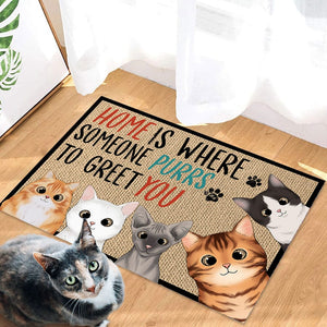 GeckoCustom Home Is Where Someone Purrs To Greet You For Cat Lover Doormat Personalized Gift N304 889522