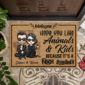 GeckoCustom Hope You Like Animals And Kids Couple Doormat Personalized Gift TA29 890151