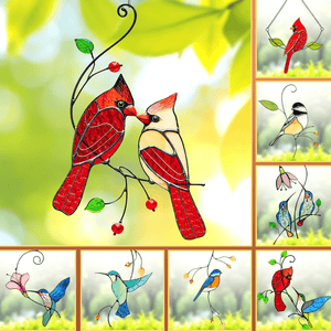 GeckoCustom Humming Bird Stained Glass Window Hangings Christmas Memorial Suncatcher HO82 893180 4 inches x 6.4 inches