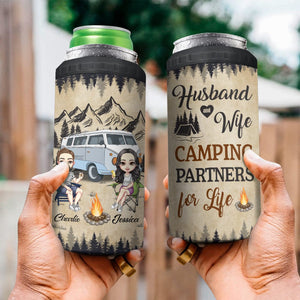 GeckoCustom Husband And Wife Camping Partners For Life 4 In 1 Can Cooler Tumbler Personalized Gift K228 889524 16oz