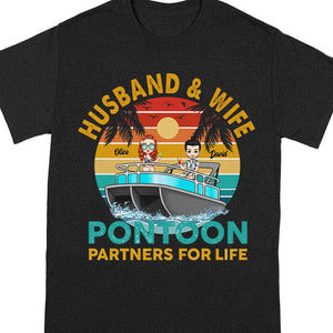 GeckoCustom Husband And Wife Travel Partners For Life Beach Dark Shirt Personalized Gift TA29 889669 Basic Tee / Black / S