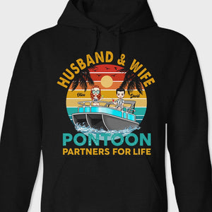 GeckoCustom Husband And Wife Travel Partners For Life Beach Dark Shirt Personalized Gift TA29 889669 Pullover Hoodie / Black Colour / S