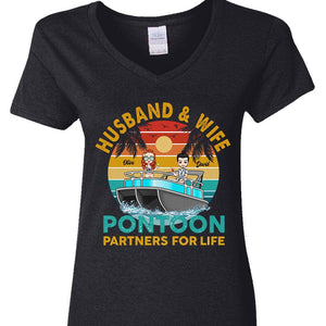 GeckoCustom Husband And Wife Travel Partners For Life Beach Dark Shirt Personalized Gift TA29 889669 Women V-neck / V Black / S