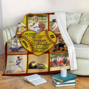 GeckoCustom I Am Strong Passionate Smart Brave Pitcher Catcher Softball Blanket HN590 VPL Cozy Plush Fleece 60x80 Inches (Favorite)