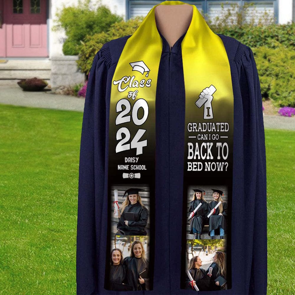 GeckoCustom I Graduated Can I Go Back To Bed Now Graduation Gift Stoles, HN590 6x72 inch