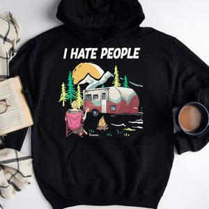 GeckoCustom I Hate People Camping For Campers Dark Shirt N304 889350 Pullover Hoodie / Black Colour / S