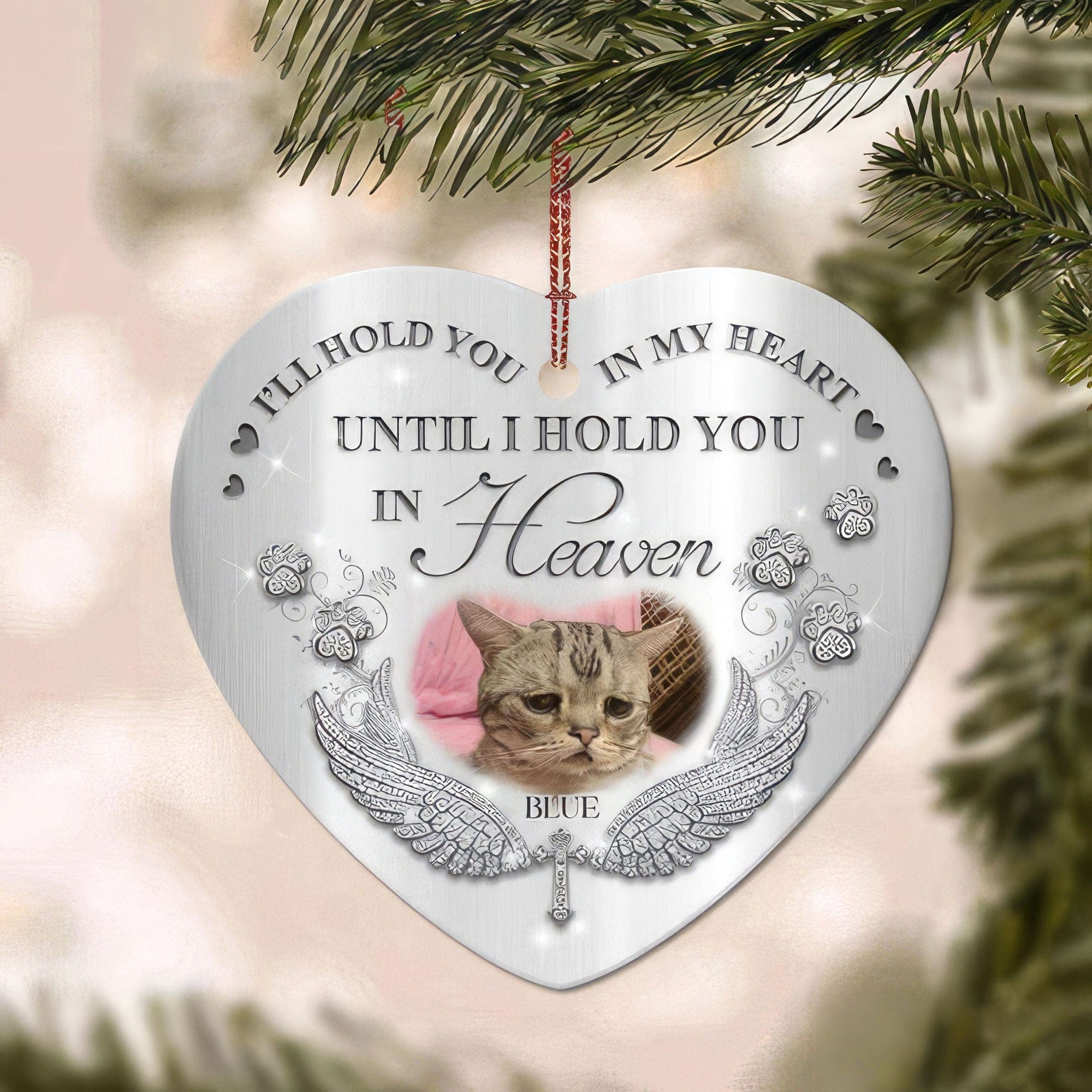 GeckoCustom I'll Hold You In My Heart Pet Heart Ornament, Custom Quotes & Photo Ornament HN590 Pack 1 Heart