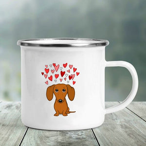 GeckoCustom I Love Dachshunds Printed Enamel Mug Creative Glass Coffee Drinks Dessert Milk Cup Glass Vintage Heatable Handle Drinkware Gifts XH193-A015WH-8 / 360ML