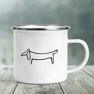 GeckoCustom I Love Dachshunds Printed Enamel Mug Creative Glass Coffee Drinks Dessert Milk Cup Glass Vintage Heatable Handle Drinkware Gifts