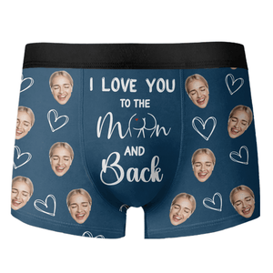 GeckoCustom I Love You To Moon and Back Custom Girlfriend, Wife Photo Boxer Anniversary Gift CH07 895226