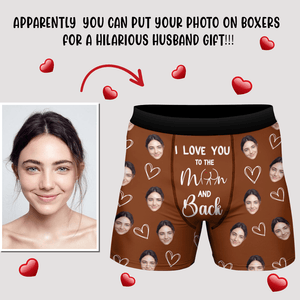 GeckoCustom I Love You To Moon and Back Custom Girlfriend, Wife Photo Boxer Anniversary Gift CH07 895226