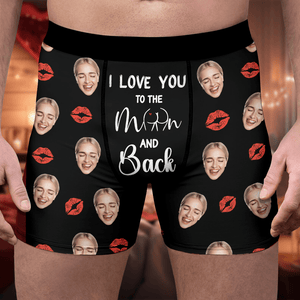 GeckoCustom I Love You To Moon and Back Custom Girlfriend, Wife Photo Boxer Anniversary Gift CH07 895226