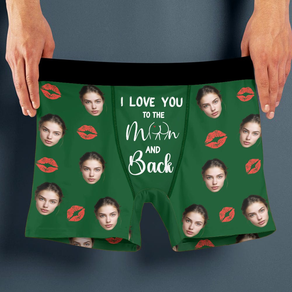 GeckoCustom I Love You To Moon and Back Custom Girlfriend, Wife Photo Boxer Anniversary Gift CH07 895226