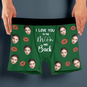 GeckoCustom I Love You To Moon and Back Custom Girlfriend, Wife Photo Boxer Anniversary Gift CH07 895226