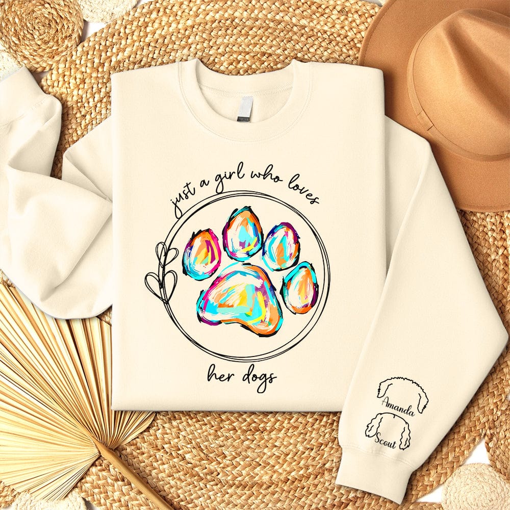 GeckoCustom Just A Girl Who Loves Her Dog On Sleeve Sweatshirt Personalized Gift TA29 890110