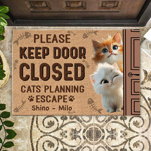 GeckoCustom Keep Door Closed Cats Planning Escape Personalized Doormat Funny Gift For Cat Lovers CH07 895232