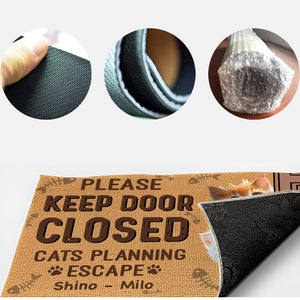 GeckoCustom Keep Door Closed Cats Planning Escape Personalized Doormat Funny Gift For Cat Lovers CH07 895232