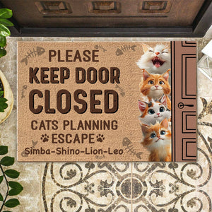 GeckoCustom Keep Door Closed Cats Planning Escape Personalized Doormat Funny Gift For Cat Lovers CH07 895232