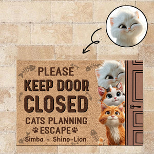 GeckoCustom Keep Door Closed Cats Planning Escape Personalized Doormat Funny Gift For Cat Lovers CH07 895232