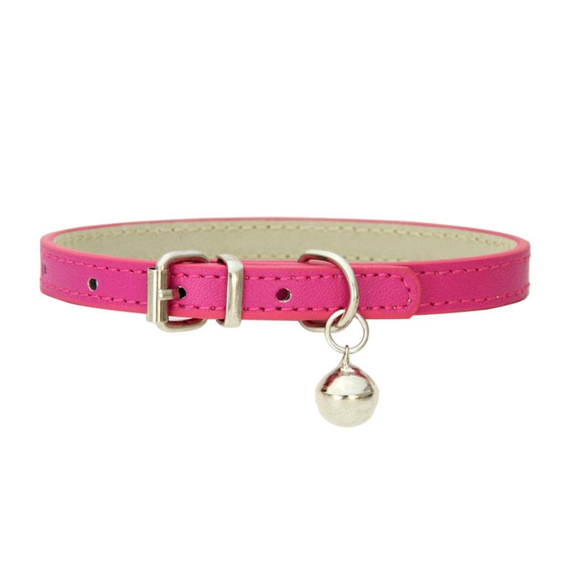 GeckoCustom Leather Small Dog Cat Collar with Bell as picture9 / XS