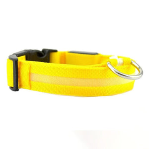 GeckoCustom LED Glowing Dog Collars Rechargeable Waterproof Luminous Collar Adjustable Dog Night Light Collar Pet Dog Safety Necklace Yellow battery / XS neck 28-40cm