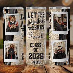 GeckoCustom Let The Adventure Begin Class Of 2024 Straight Skinny Tumbler, Personalized Polaroid Tumbler, 20 Oz Tumbler HN590 HA75 891898 Stainless Steel / 20 oz