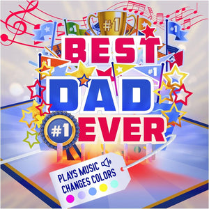 GeckoCustom Lights & Music Pop up Fathers Day Card, Plays 'All Star' Song, Happy Fathers Day Card from Daughter, Father'S Day Cards for Husband, Fathers Day Card from Son, Fathers Day Cards, 1 Best Dad Ever Card Best Dad Ever