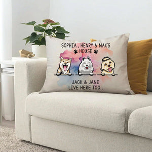 GeckoCustom Live Here Too For Dog Lovers Medium Pillow Personalized Gift HO82 890500