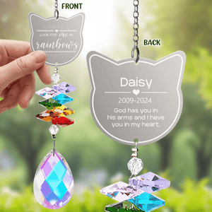 GeckoCustom Look For Me In Rainbows Cat Personalized Memorial Rainbow Suncatcher N304 HA75 891440 13.18''