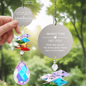 GeckoCustom Look For Me In Rainbows Personalized Memorial Rainbow Suncatcher HA75 891408 13.18''