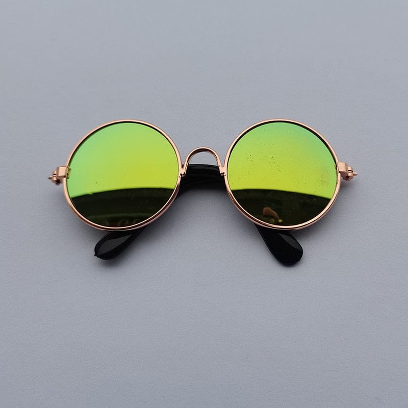 GeckoCustom Lovely Vintage Round Cat Sunglasses Reflection Eye wear glasses For Small Dog Cat Pet Photos Pet Products Props Accessories N / M