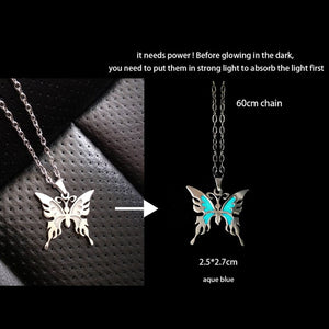 GeckoCustom Luminous Glowing Arrow Pendant Necklace Knight Spear Necklace Glow In The Dark Pike Necklace for Women Men Halloween Gift Butterfly
