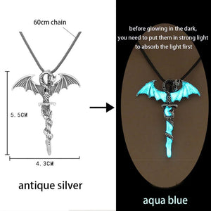 GeckoCustom Luminous Glowing Arrow Pendant Necklace Knight Spear Necklace Glow In The Dark Pike Necklace for Women Men Halloween Gift ygl02ascAB