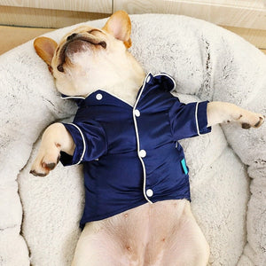 GeckoCustom Luxury Pet Dog Pajamas Soft Silk French Bulldog Pajamas Pet Coat Clothing For Small Dogs Shih Tzu Puppy Cat Clothes XS-2XL