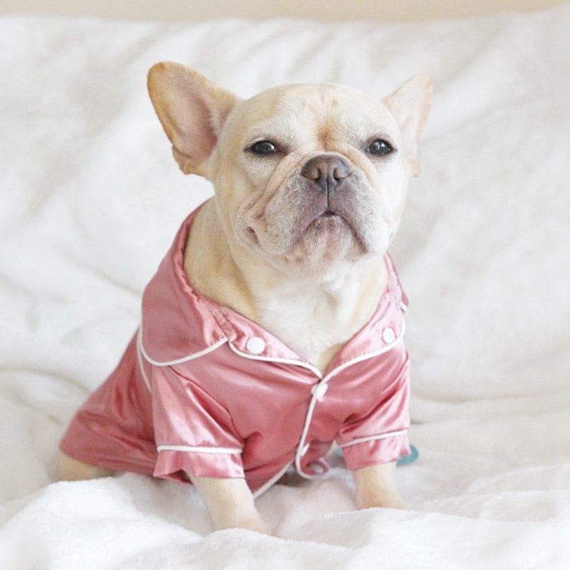 GeckoCustom Luxury Pet Dog Pajamas Soft Silk French Bulldog Pajamas Pet Coat Clothing For Small Dogs Shih Tzu Puppy Cat Clothes XS-2XL