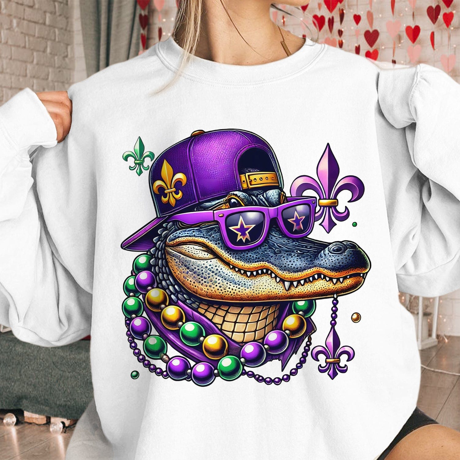 GeckoCustom Mardi Gras Fat Tuesday Bright Shirt Mardi Beads Louisiana Mardi Party Gift CH07 895186 Sweatshirt / Sand Color / S