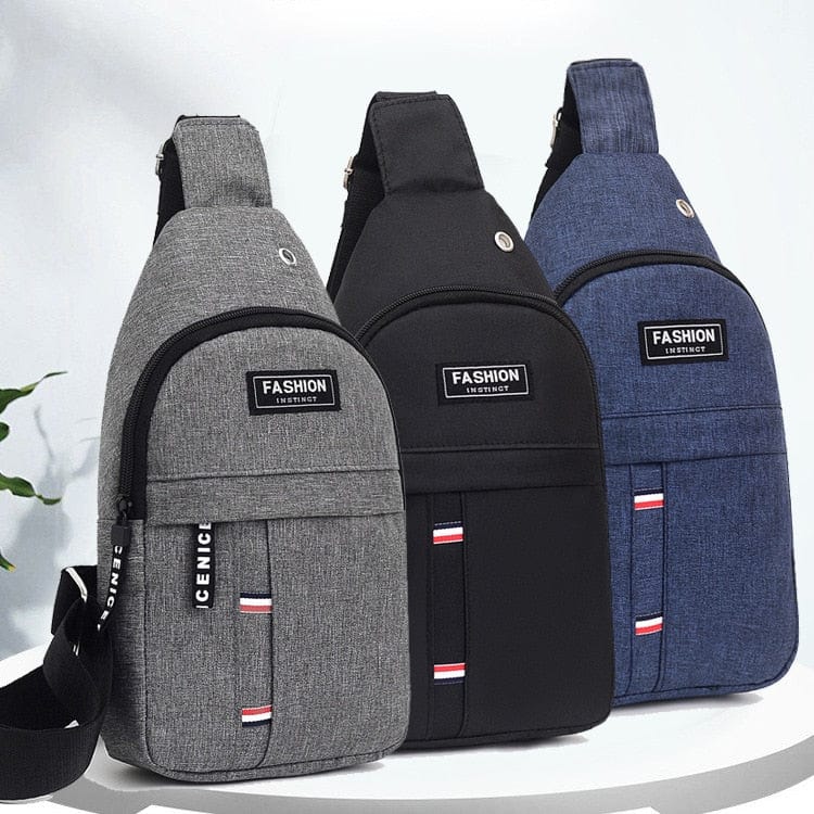 GeckoCustom Men Chest Bags Casual Waist Bags USB Charging Earphones Cable Hole Crossbody Bags Shoulder Nylon Waist Packs Sling Bag