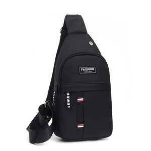 GeckoCustom Men Chest Bags Casual Waist Bags USB Charging Earphones Cable Hole Crossbody Bags Shoulder Nylon Waist Packs Sling Bag Black