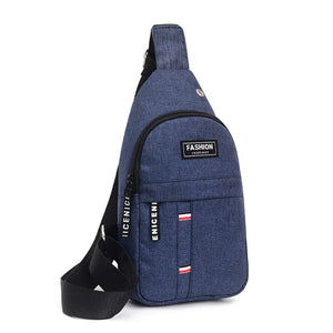 GeckoCustom Men Chest Bags Casual Waist Bags USB Charging Earphones Cable Hole Crossbody Bags Shoulder Nylon Waist Packs Sling Bag Blue