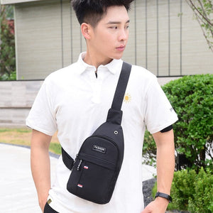 GeckoCustom Men Chest Bags Casual Waist Bags USB Charging Earphones Cable Hole Crossbody Bags Shoulder Nylon Waist Packs Sling Bag